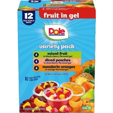 Dole Fruit Bowls Peaches,Mandarin Oranges,Mixed Fruit in Gel, 4.3 oz Cups ,12 Pk