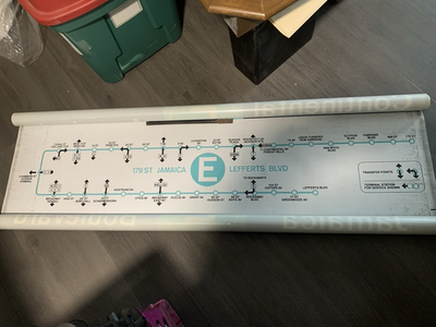 #ad NY NYC SUBWAY ROLL SIGN MAP E TRAIN PENN STATION JAMAICA LEFFERTS KEW GARDENS $164.95