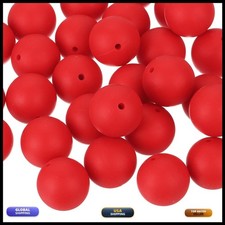 uxcell 50Pcs 19mm Dark Red Silicone Beads for DIY Jewelry Making