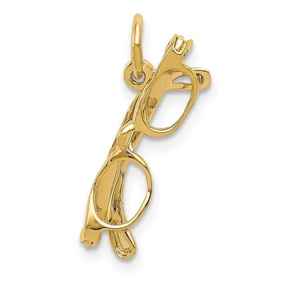 14 Karat Gelbgold 3-D Brille bewegliche Seiten Anhänger Halskette Damen