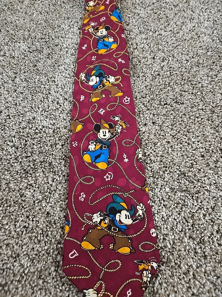 Disney Mickey Mouse Lote De 2 Corbatas De Seda De Colección Vaquero Patriótico Occidental EE. UU.  Foto 3 de 4