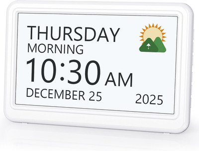 Digital Clock with Date and Day for Seniors Large Font White AC Powered