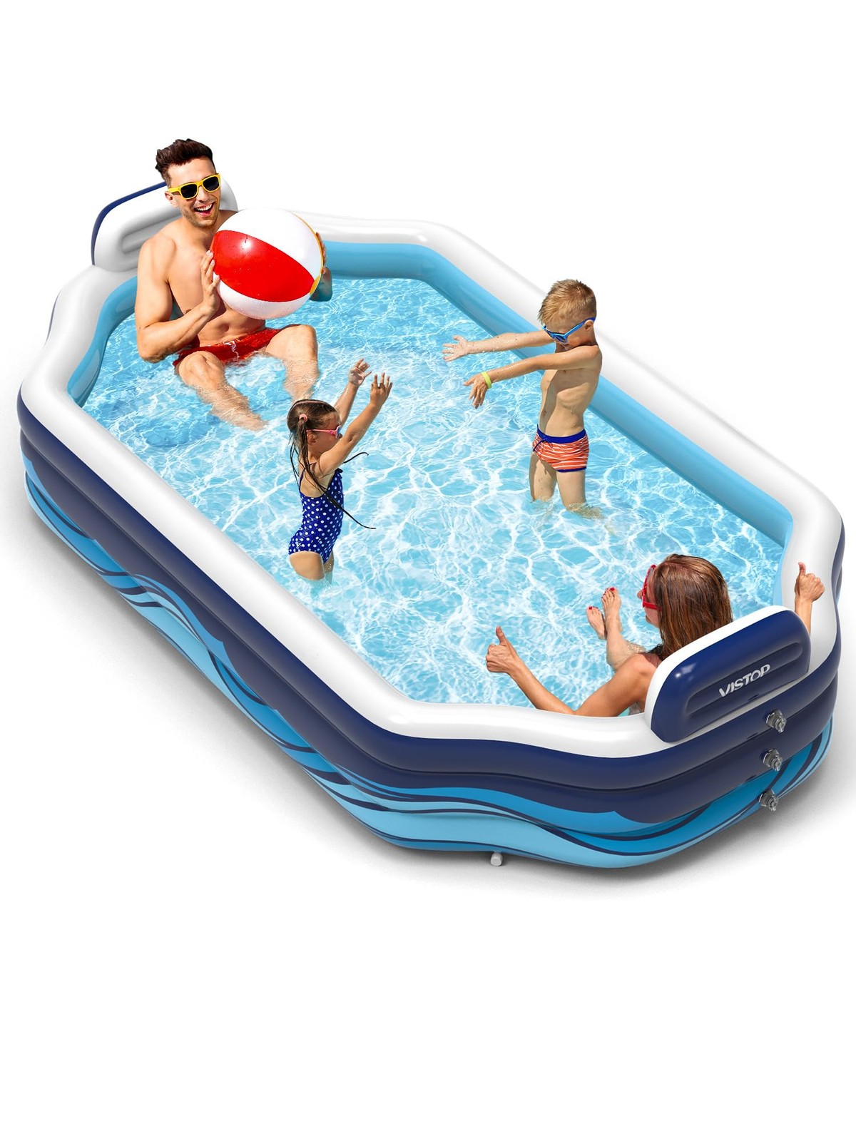 Piscina Inflable con Asientos y Respaldos, 120" X 69" X 17" Espesada Tamaño Completo...