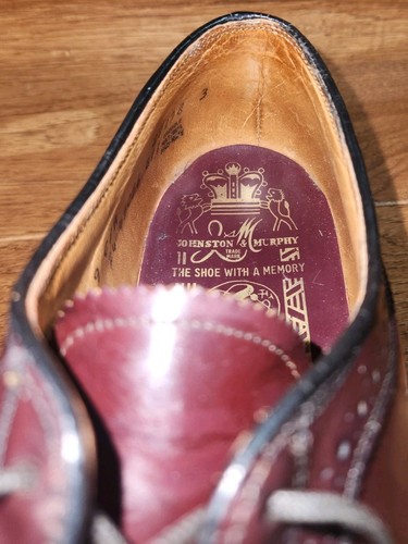Johnston & Murphy Crown Aristocraft Shell Cordovan Long Wingtip Derby Sz 9 C/A - Picture 18 of 22