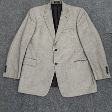 John W Nordstrom Loro Piana 100 Cashmere Houndstooth Gray Blazer Sz 48L Classic