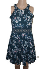 Knit Works Navy Floral Sleeveless Fit & Flare Dress Size 14 W012B