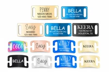 Custom Engraved Easy-On Slide On Dog Tag for Collars - Pet Tags Silent No-Jingle