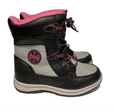 Totes Beaver Winter Snow Boots Girls Size 4 Black Pink Waterproof Lined EXC COND