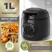 SUPERLEX 1L Deep Fat Fryer Chip Electric Non-Stick Pan & Safe Basket Handle 950W
