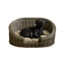 DBD1000A Curvy 28.5" x 17.25" Classic Handwoven Rattan Dog Bed with Machine-W...