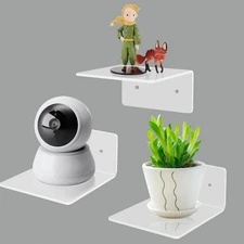 3 Pack Small Floating Shelves - 4'' Acrylic Mini Wall Shelf for 4'', White 