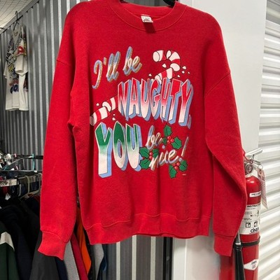 Vintage 90s ''I'll Be Naughty You Be Nice'' Christmas Sweatshirt, Retro Gildan