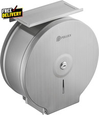 Jumbo Toilet Paper Dispenser 9 Stainless Steel Wall Mount w/ Lock