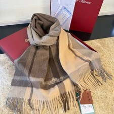 LoroPiana 100 Cashmere Scarf Plaid Check Fringe Warm Winter