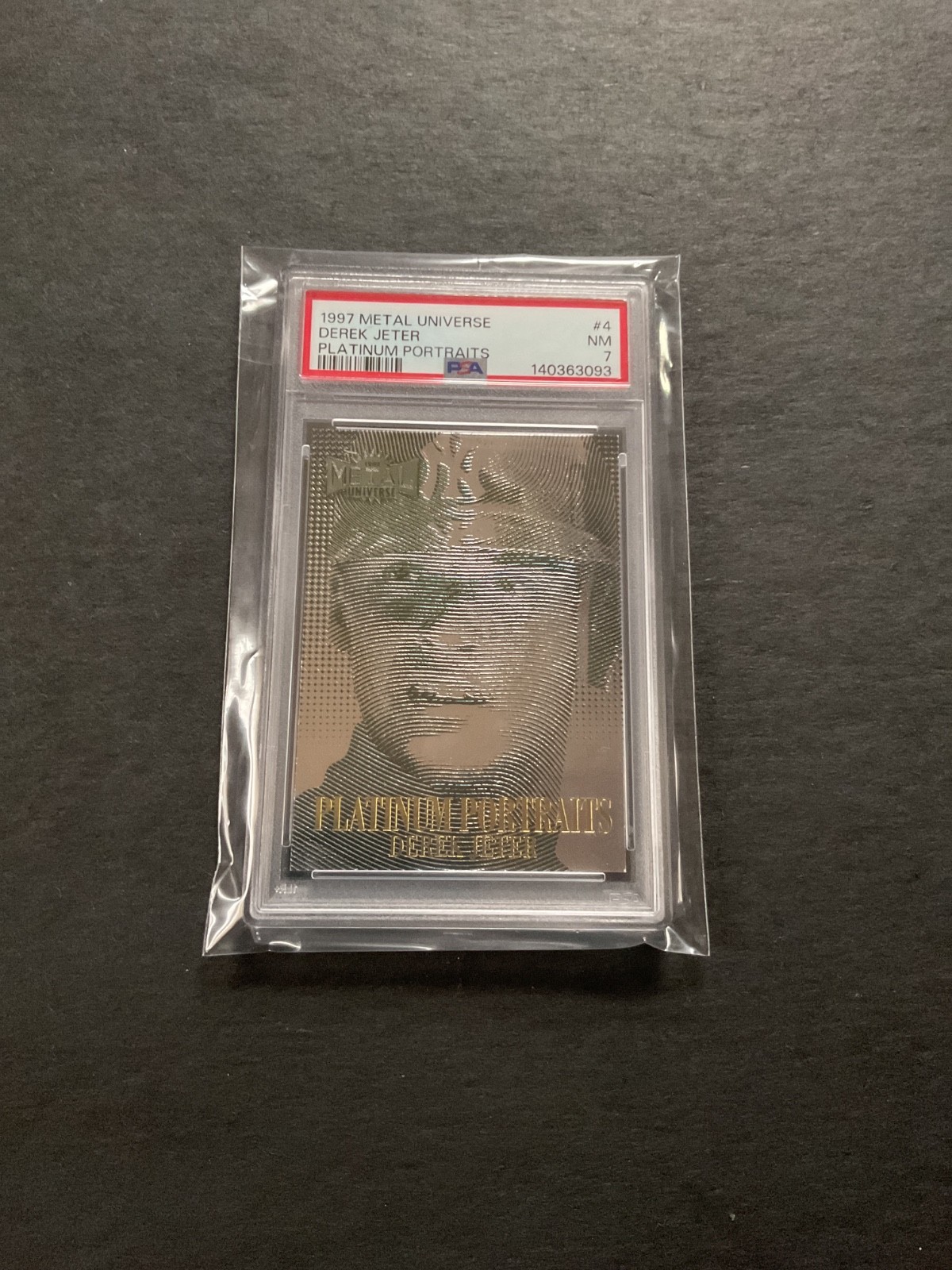 1997 METAL UNIVERSE #4 DEREK JETER PLATINUM PORTRAITS GRADED PSA 7 NM view 3