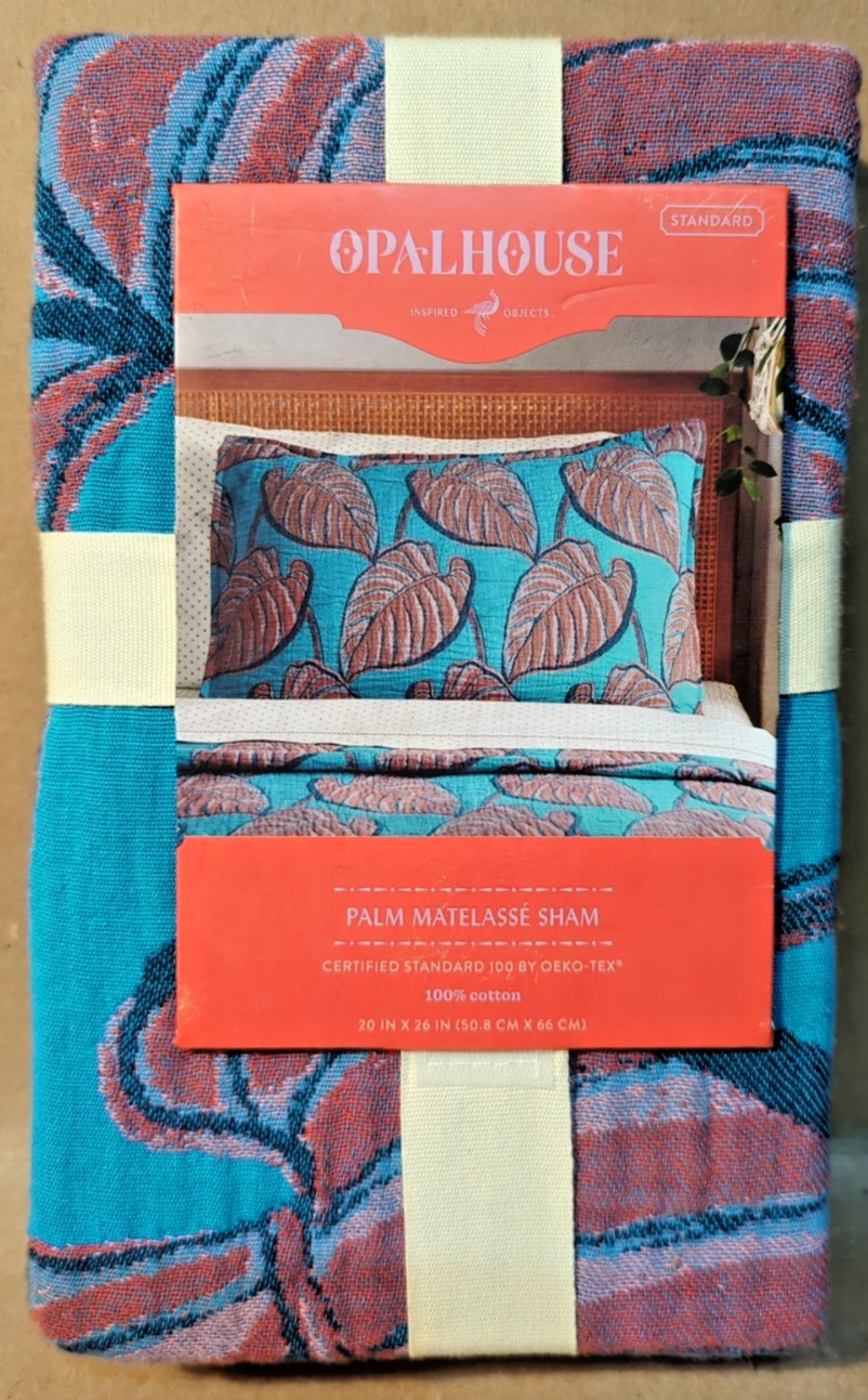 Opalhouse Palm Matelasse Pillow  Sham 20" x 26" Standard 100% Cotton NEW