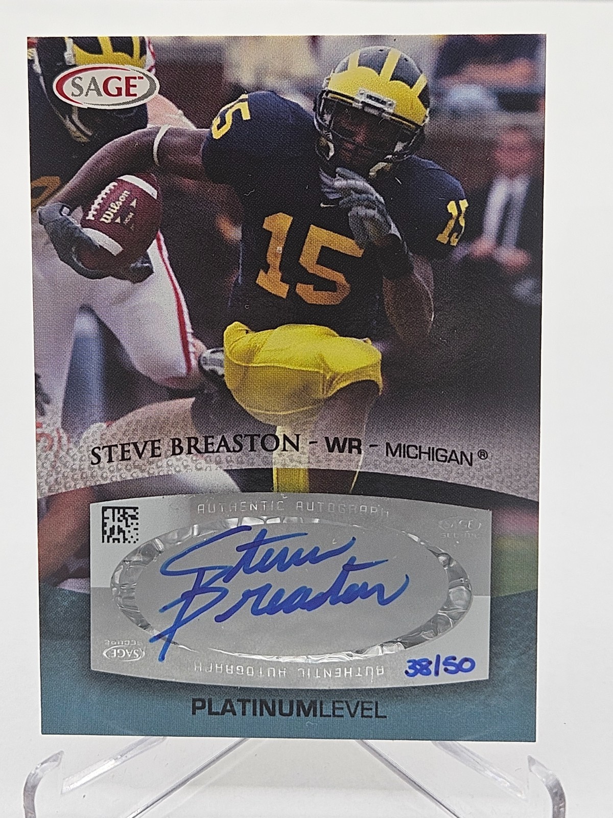 2008 SAGE #A8 Steve Breaston RC Rookie Auto Autograph Platinum Level #38/50