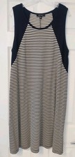 Karen Kane Womens Navy Blue Tan Striped Sleeveless A-Line Dress 2X USA Stretch
