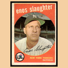 Enos Slaughter #155 1959 Topps New York Yankees Baseball Card MLB VG
