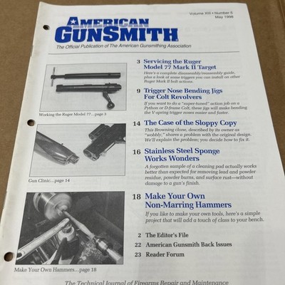 AMERICAN GUNSMITH MAY 1998,  MAKE YOUR OWN NON MARRING HAMMERS