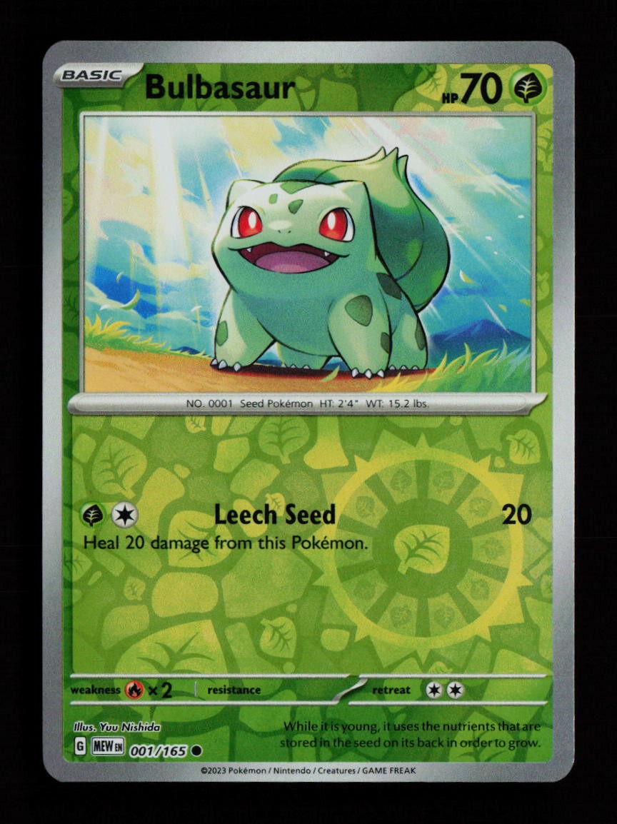 Bulbasaur 001/165 Reverse Holo Pokemon 151 Promo Pokémon Card