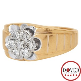 Anillo Estate con sello de racimo acanalado de diamantes de oro amarillo de 7 2 gramos sin precio base