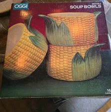 Oggi Corn Soup Bowls Vintage Set Of 4, New In box, Never Used