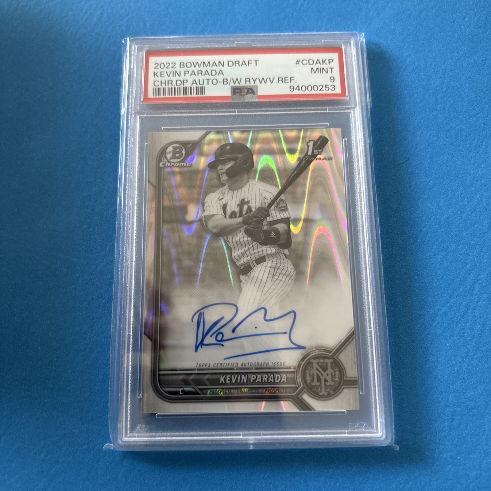 Kevin Parada 2022 Bowman Draft Chrome Auto CDAKP Raywave Refractor PSA 9
