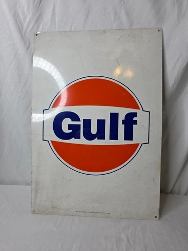 Vintage Gulf Sign 13 1/2" x 19 1/2" Metal