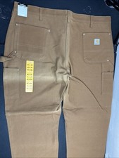 NEW Carhartt Men's Brown Carpenter Pants 42x30 Dungaree Double Front B01 BRN