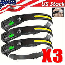 COB LED Headlamp USB Rechargeable Headlight Torch Work Light Bar Head Band Lamp