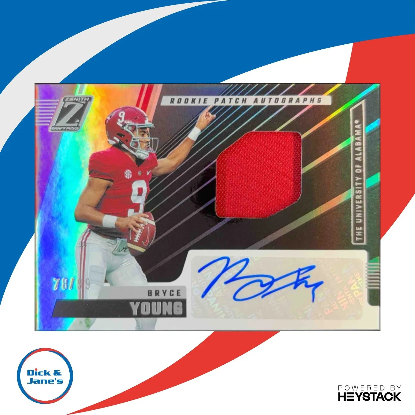 Bryce Young Panini Chronicles Draft Picks Zenith Rookie Patch Autographs #ZABY Conference Patch 1/1