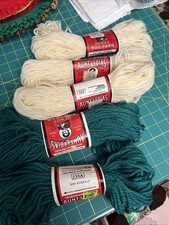 Aunt Lydia's Heavy Rug Yarn 2 Emerald  3 Natural Skeins Kodal Polyester  