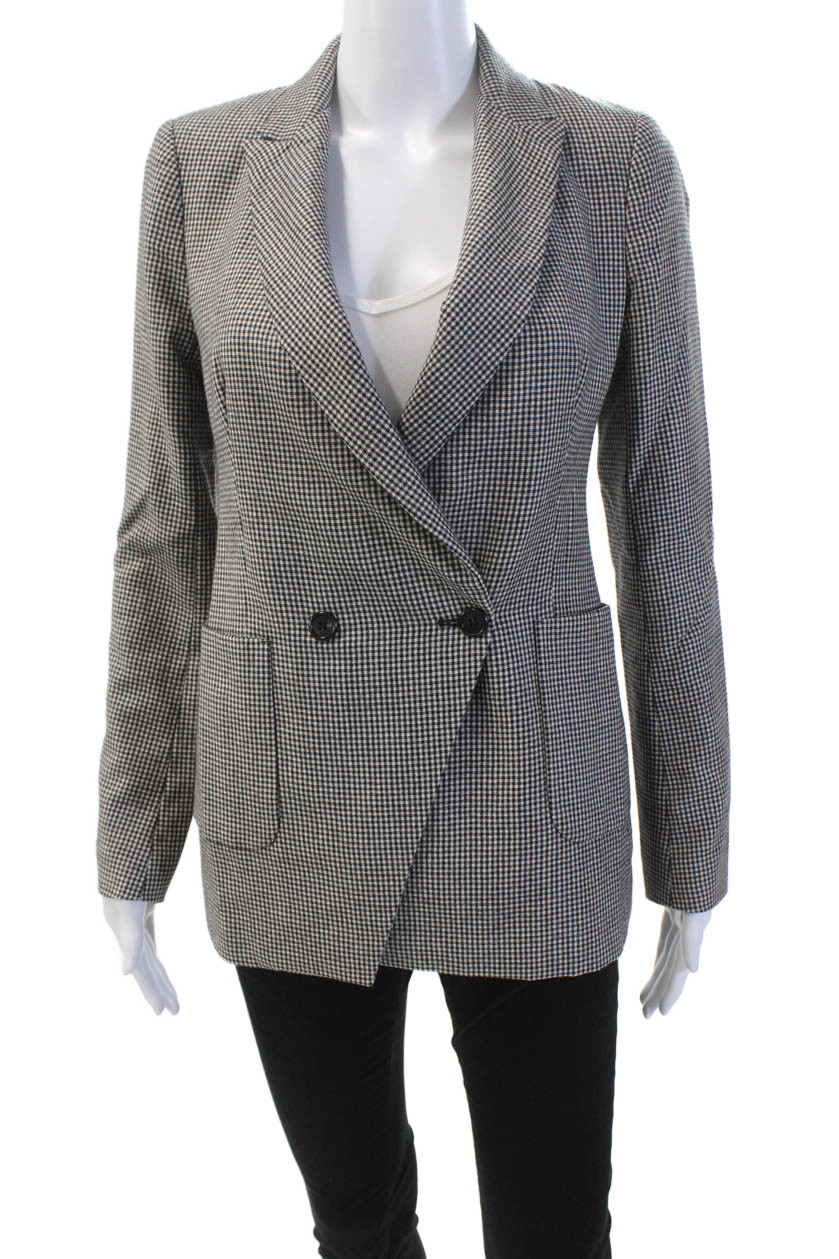 Boy Womens Wool Houndstooth Collared Button Up Bl… - image 1