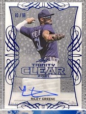 Riley Greene Auto /99 2021 Leaf Trinity Clear Baseball Detroit Tigers