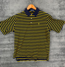 Polo Ralph Lauren Golf Shirt Men  s Size Large Yellow Blue Striped Short Sleeve