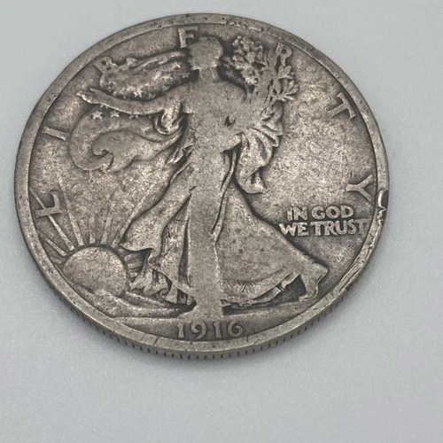 1916 VG Liberty Walking Half Dollar Silver 50C US Coin Circulated