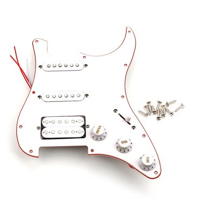 White 3Ply Pre-wired SSH Guitar Pickguard Humbucker Pickup 500K Pots for Strat