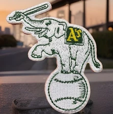 🔥 RARE Oakland A's Athletics Patch Elephant on Ball SLEEVE Shirt Hat Logo MLB