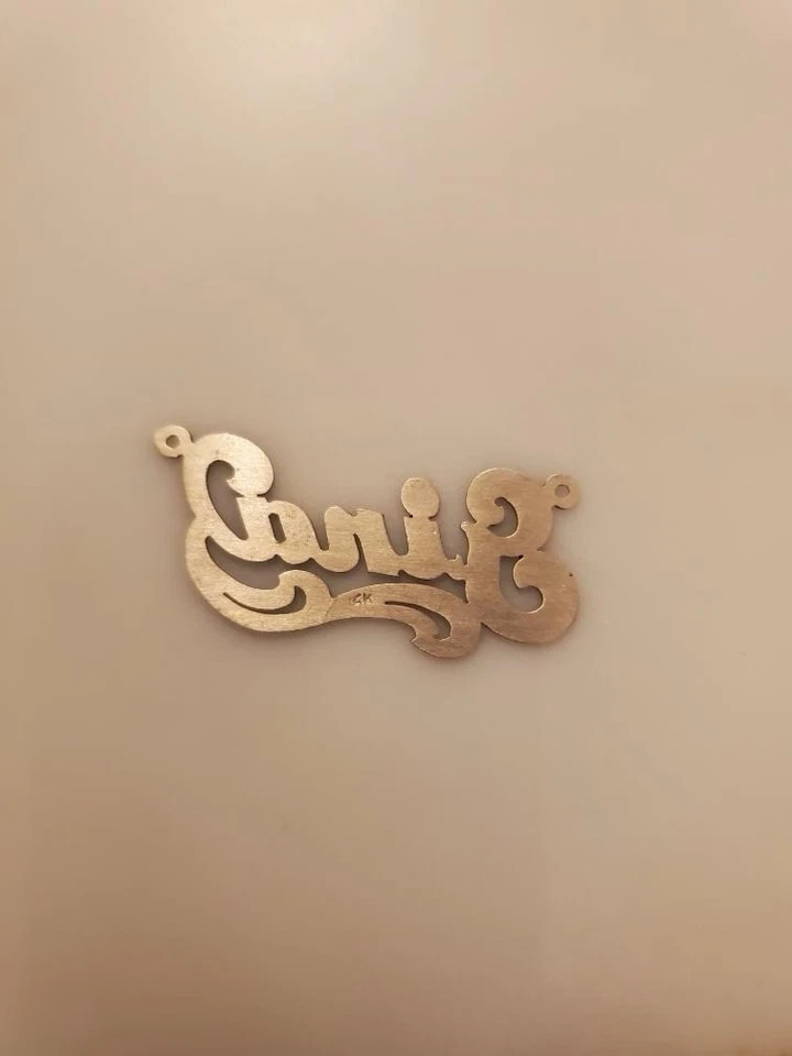 Placa de identificación de oro blanco 14k “Gina” Foto 2 de 4