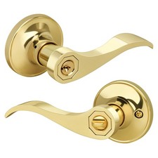 Wave Style Entry Door Handle with Keys, Keyed Door Lever with Lock for Front/...