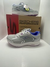 SKECHERS Go Run Einheitlich Leichte Turnschuhe Silber Lila Damen Sz 9