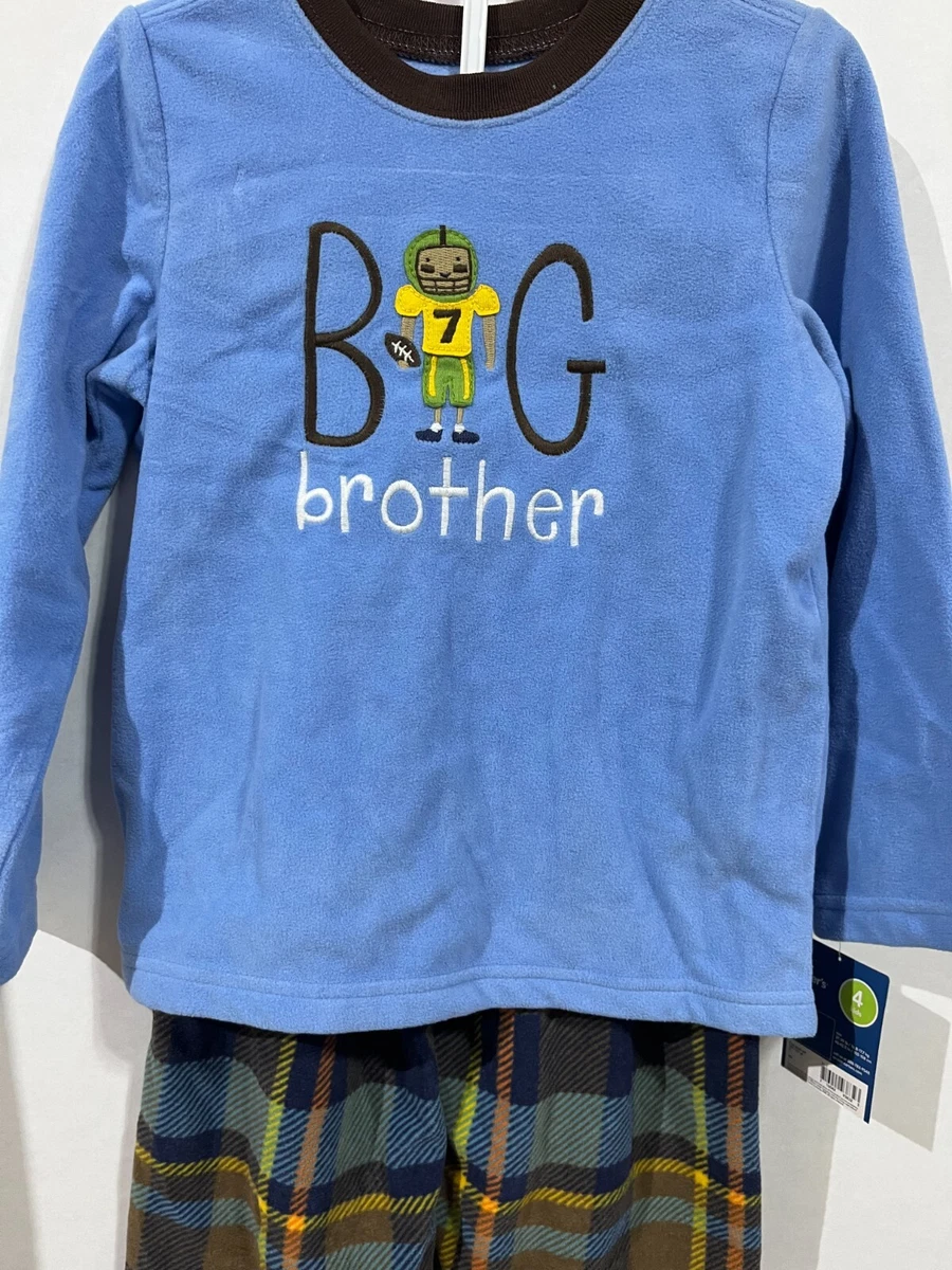 Carters Boys Cozy Fleece Big Brother Pajamas 2 Piece Set Blue 4T NWT