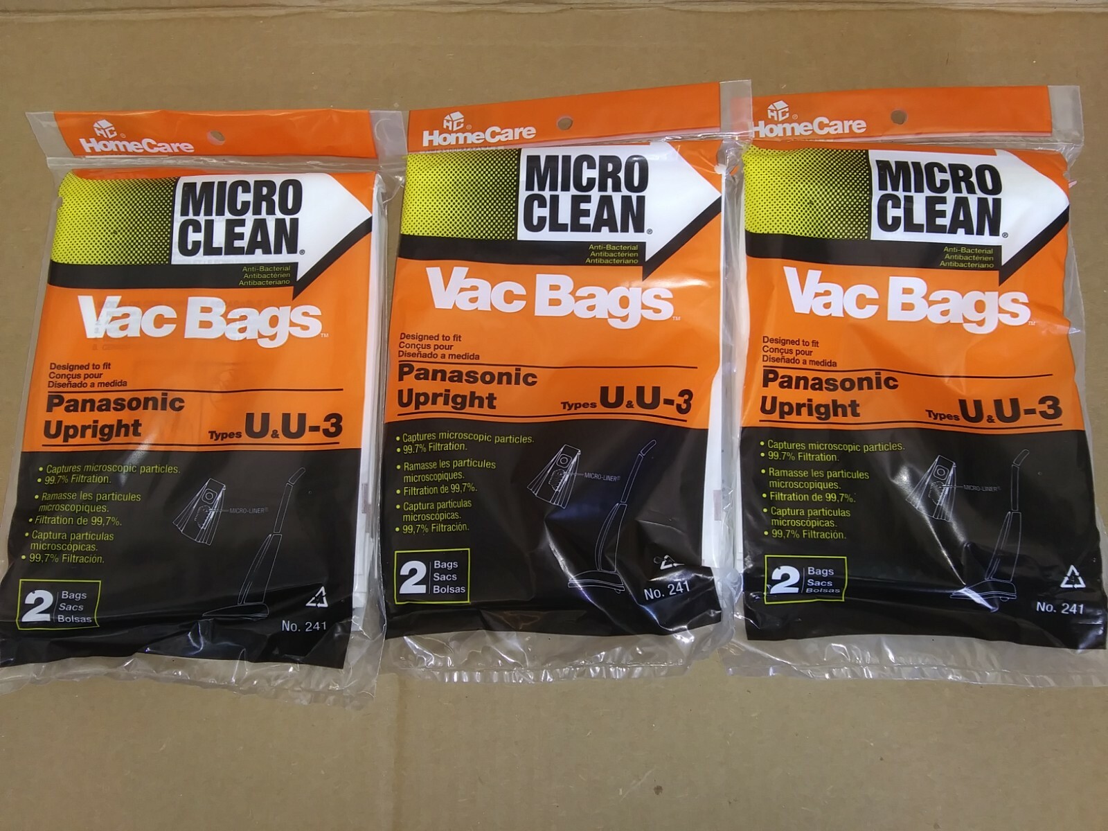 PANASONIC TYPES U&U3 VAC CLEANER BAGS Anti Bacterial Micro Clean Lot