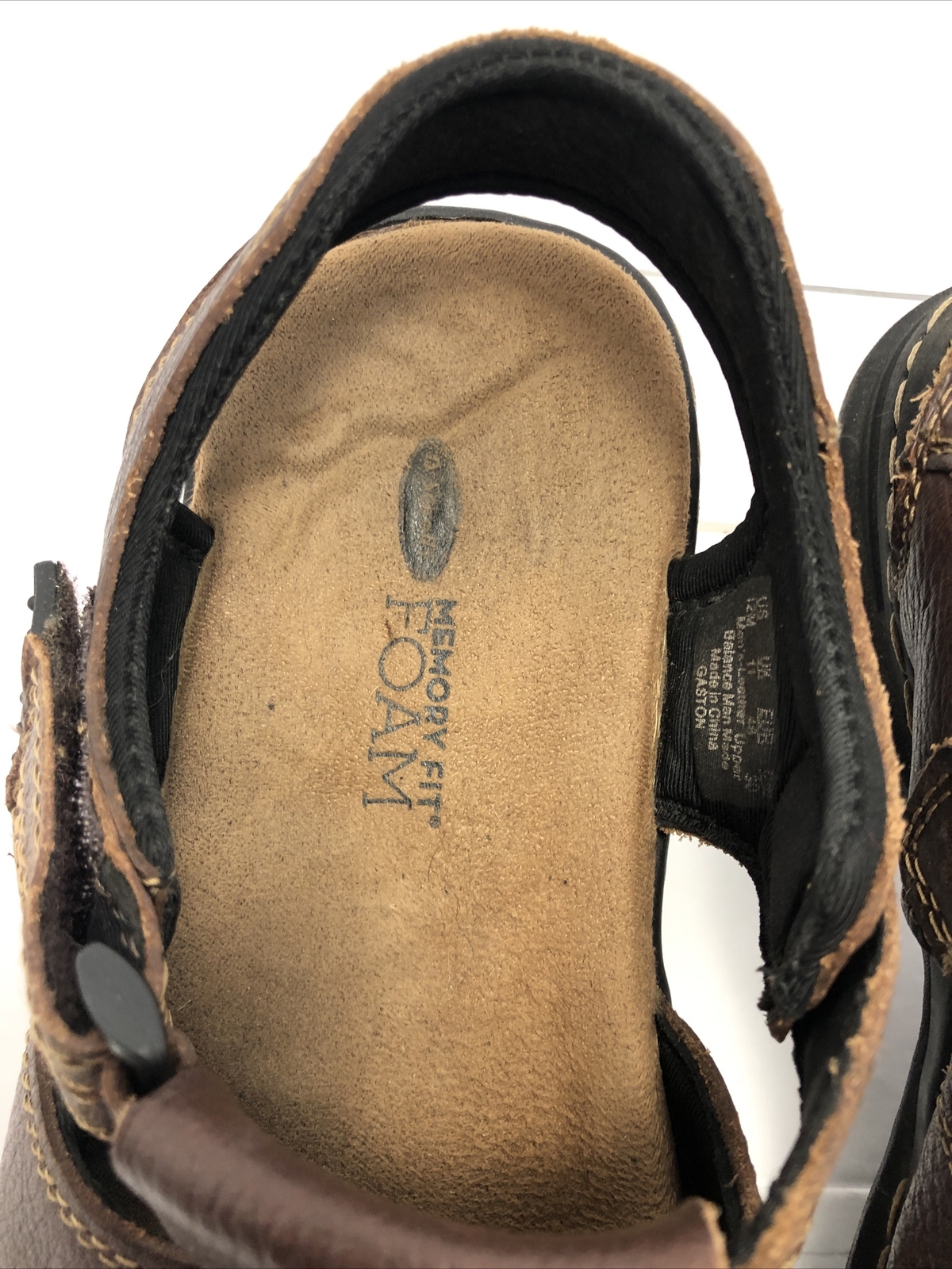 Dr Scholls Mens Sandals Size 12 M Gaston Brown Leather Memory Foam Fit