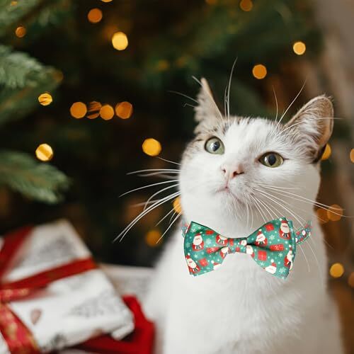 2 Pack Christmas Cat Bow Tie Collars with Bell – Adjustable Holiday Pattern 2 - Bild 6 von 7