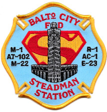 Fire Department MARYLAND Patch BALTIMORE City USA Feuerwehr Abzeichen SUPERMAN