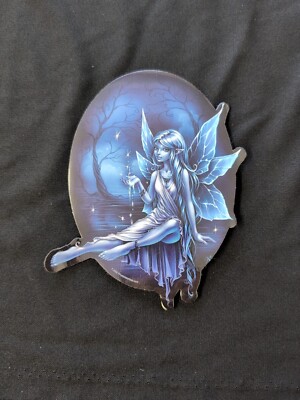 Blue Water Garden Butterfly Fairy Bumper Sticker Vinyl Decal 5.5 x 5 