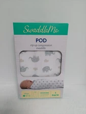 SwaddleMe by Ingenuity Pod, Size Newborn, 0-2 Months, 1-Pack - Gray Elephants