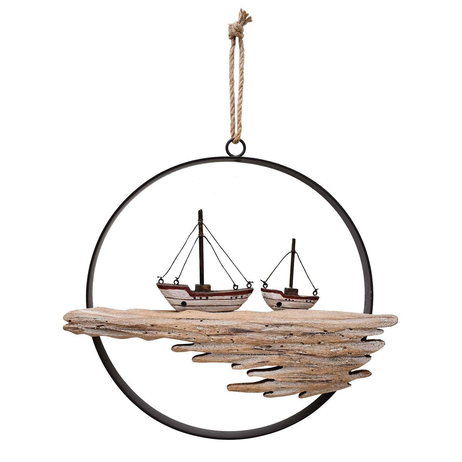 Wooden Sailboat Decor Hanging Wood Sailboat Decoration for Wall, Rustic Nauti...